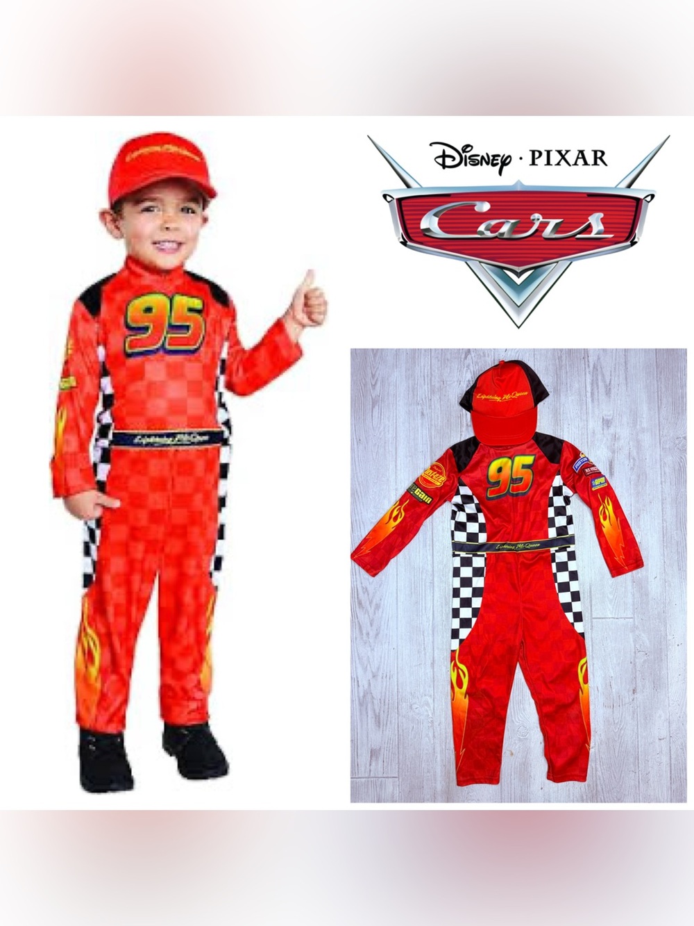Spirit Halloween Cars Toddler Lightning McQueen Pit Crew Costume Halloween 3-4t